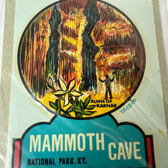 VINTAGE MAMMOTH CAVE PARK KENTUCKY Ruins Of Karnak SOUVENIR TRAVEL DECAL IMPKO - Picture 4 of 4